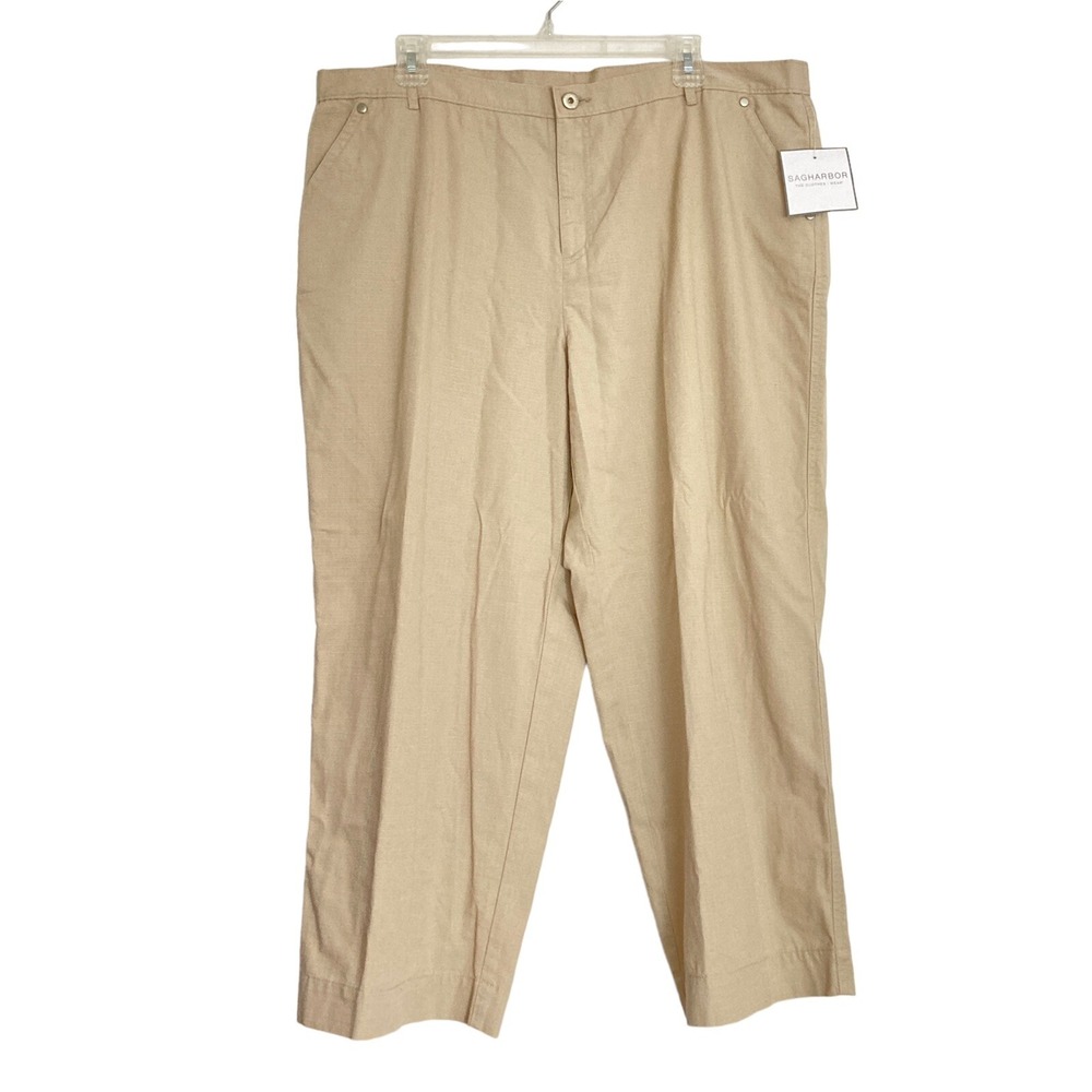 Sag Harbor Women's 18 Capri Crop Pants Plus Beige 100% Cotton Ripstop Hiking NWT